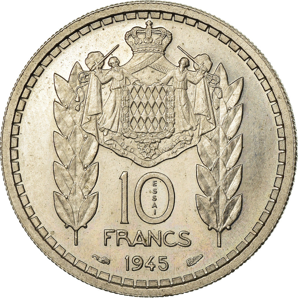 Coin, Monaco, Louis II, 10 Francs, 1945, Paris, ESSAI, MS(63), Copper-nickel