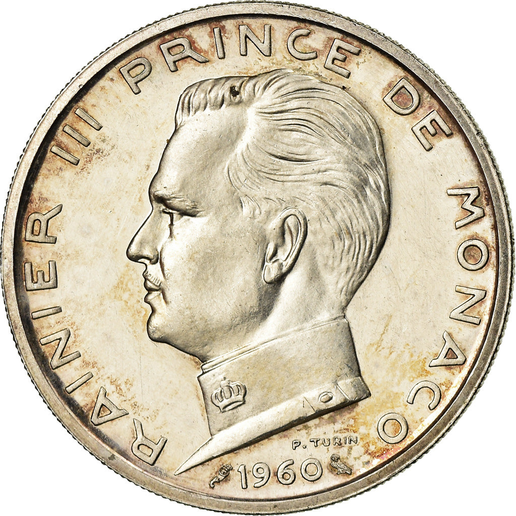 Coin, Monaco, Rainier III, 5 Francs, 1960, Paris, ESSAI, MS(60-62), Silver