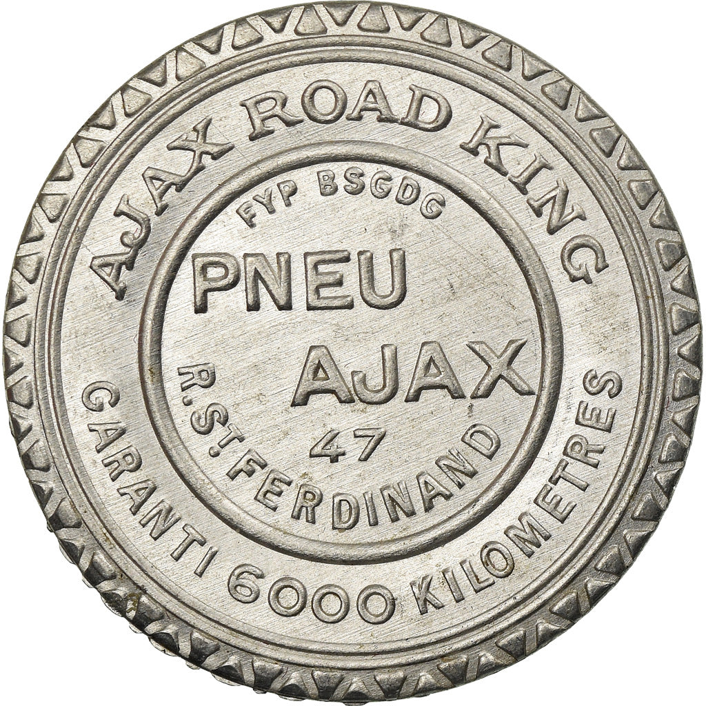 Moeda, França, Ajax Road King - Pneu Ajax, 5 Centimes, Timbre-Monnaie