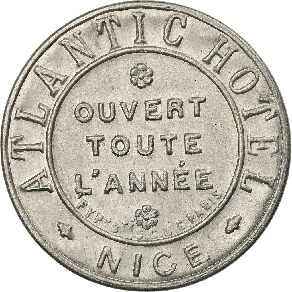 Coin, France, Atlantic Hotel, Nice, 5 Centesimi, Timbre-Monnaie, AU(55-58)