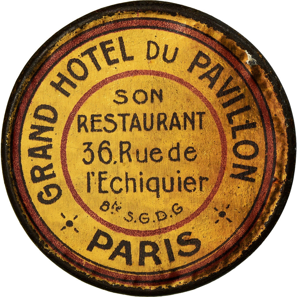 Moeda, França, Grand hôtel du Pavillon, Paris, 5 Centimes, Timbre-Monnaie
