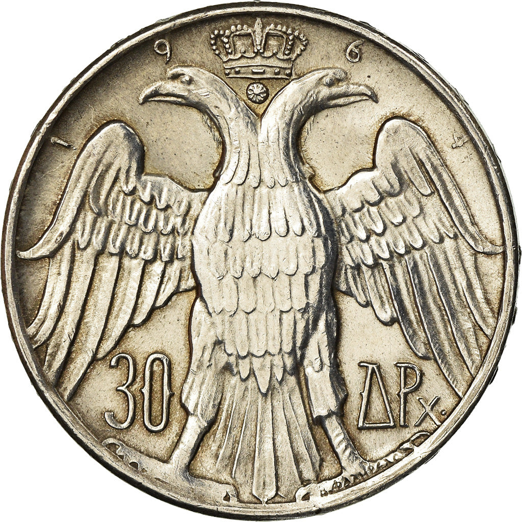 Coin, Greece, Constantine II, 30 Drachmai, 1964, AU(55-58), Silver, KM:87