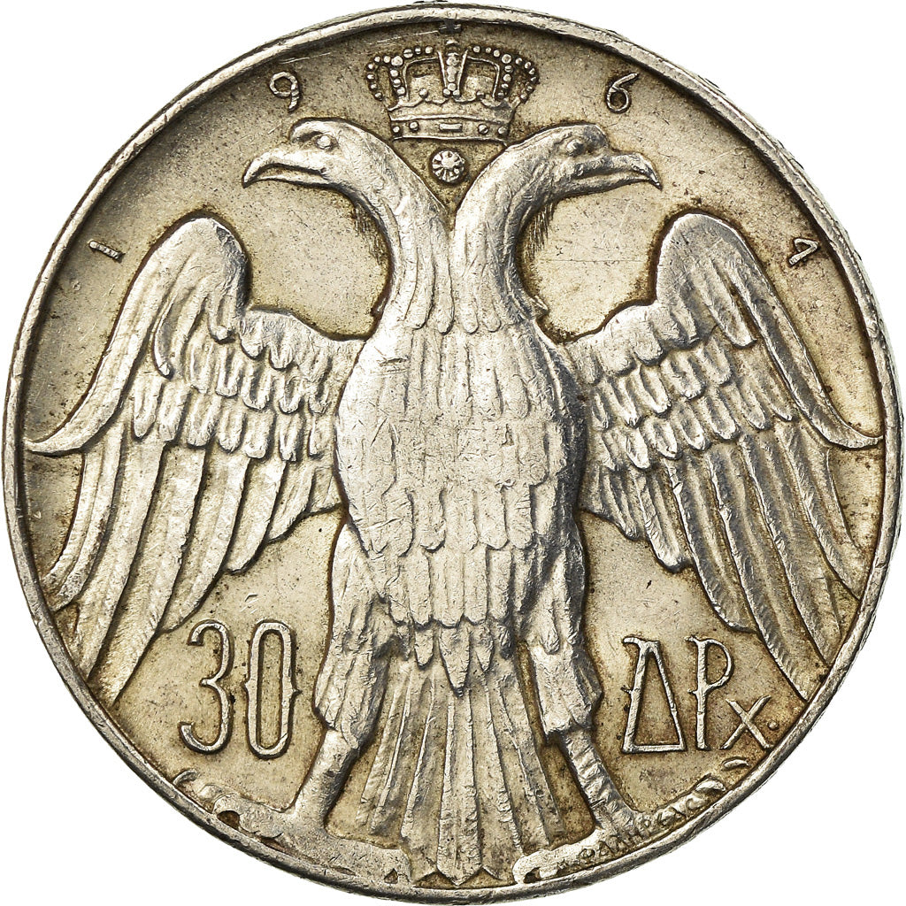 Coin, Greece, Constantine II, 30 Drachmai, 1964, AU(55-58), Silver, KM:87