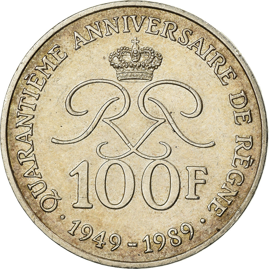 Coin, Monaco, Rainier III, 100 Francs, 1989, AU(55-58), Silver, KM:164