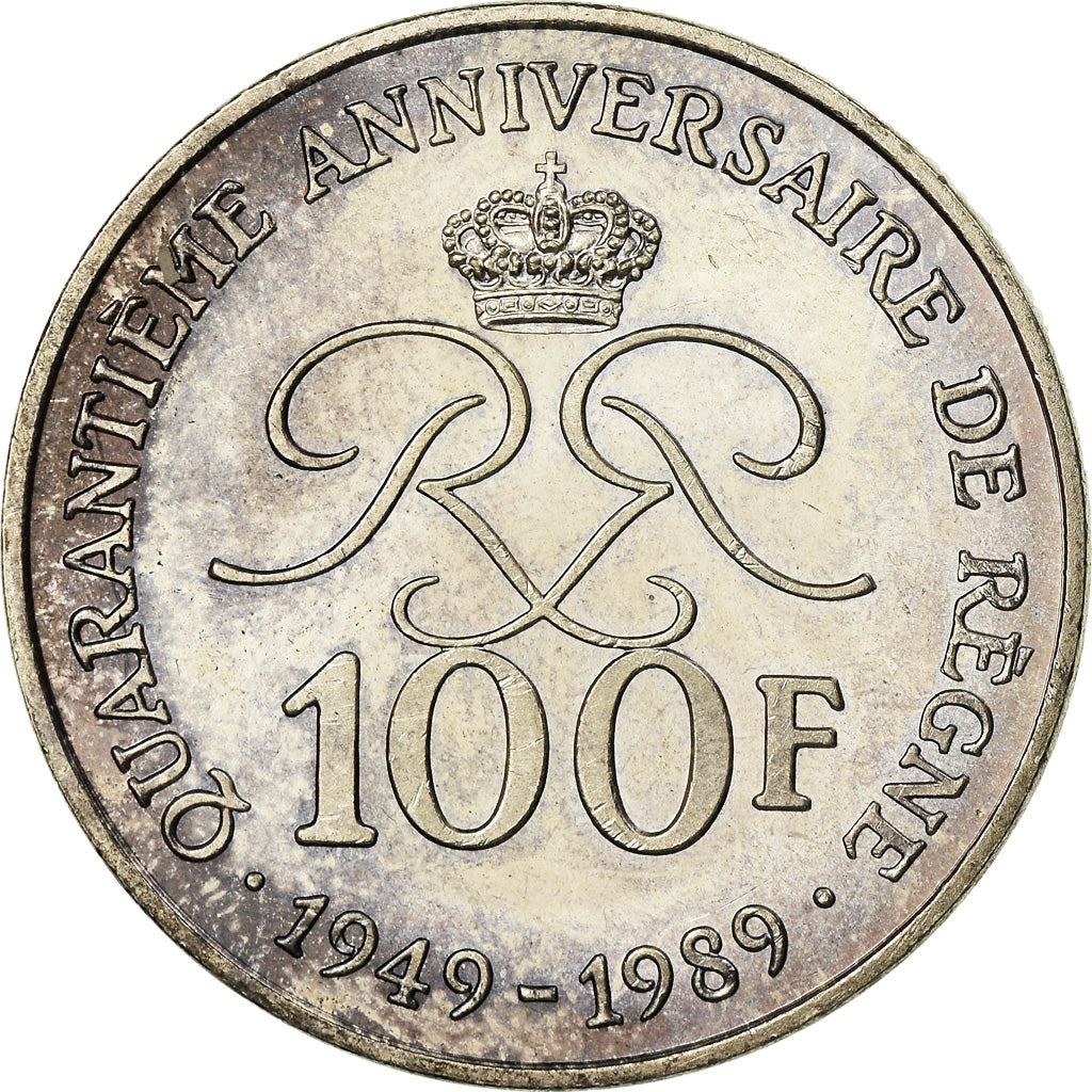 Coin, Monaco, Rainier III, 100 Francs, 1989, AU(55-58), Silver, KM:164