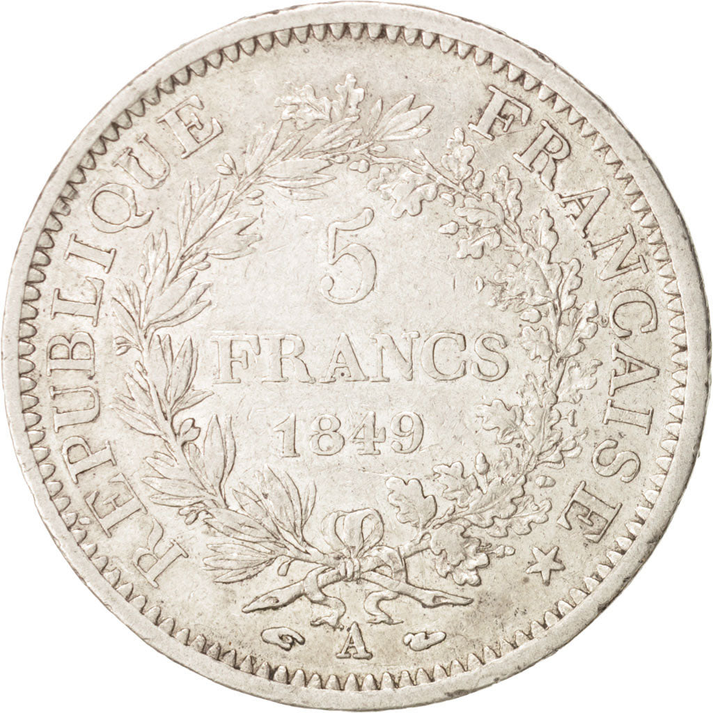 France, Hercule, 5 Francs, 1849, Paris, Argent, KM:756.1, Gadoury:683