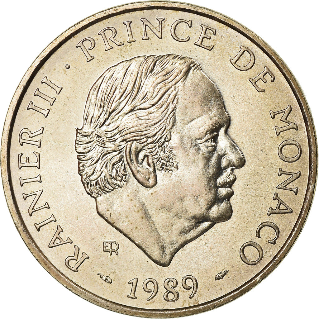 Coin, Monaco, Rainier III, 100 Francs, 1989, AU(55-58), Silver, KM:164