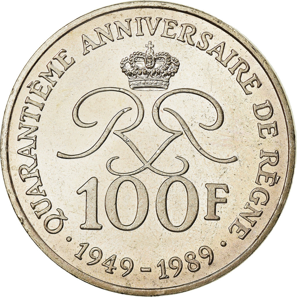 Coin, Monaco, Rainier III, 100 Francs, 1989, AU(55-58), Silver, KM:164