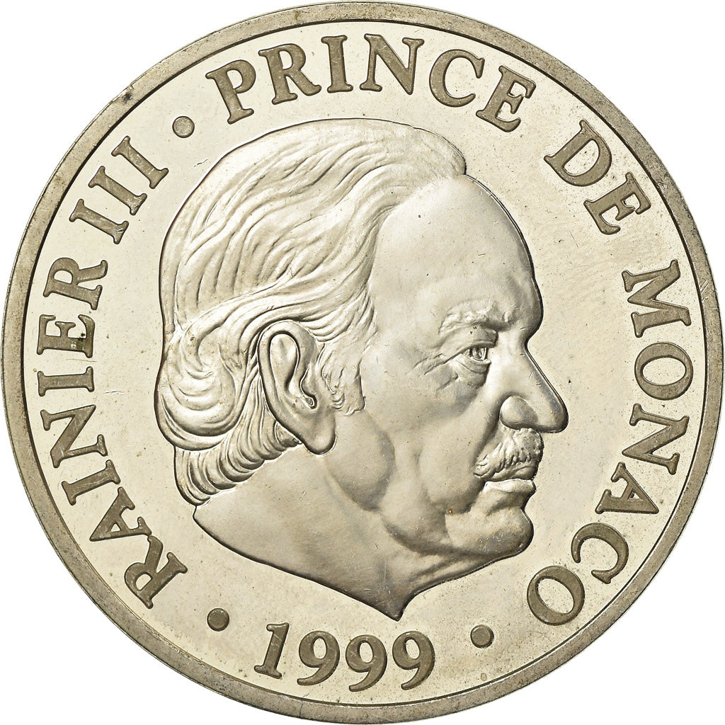 Monaco, Medaille, 50ème Anniversaire de Rainier III, 1999, UNC-, Zilver