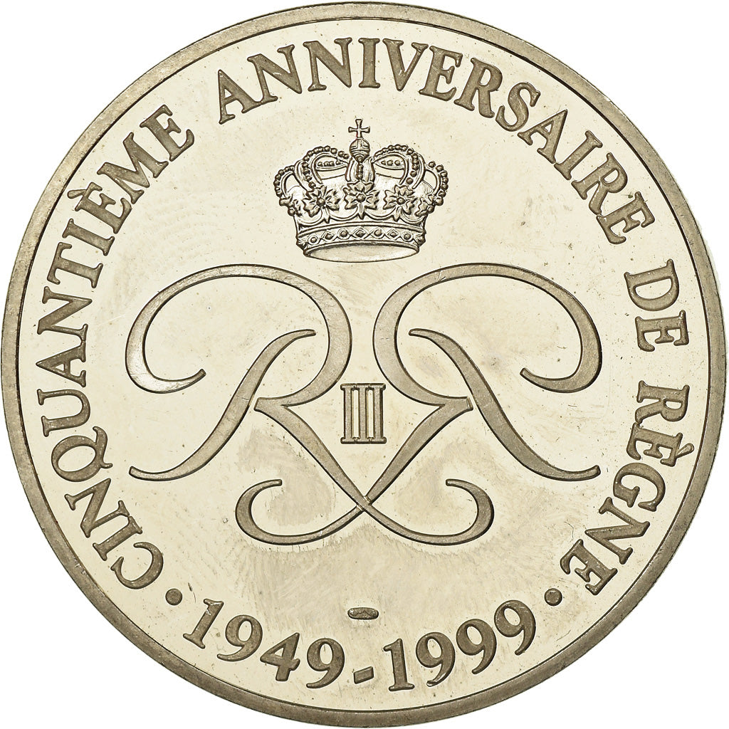 Monaco, Medaille, 50ème Anniversaire de Rainier III, 1999, UNC-, Zilver