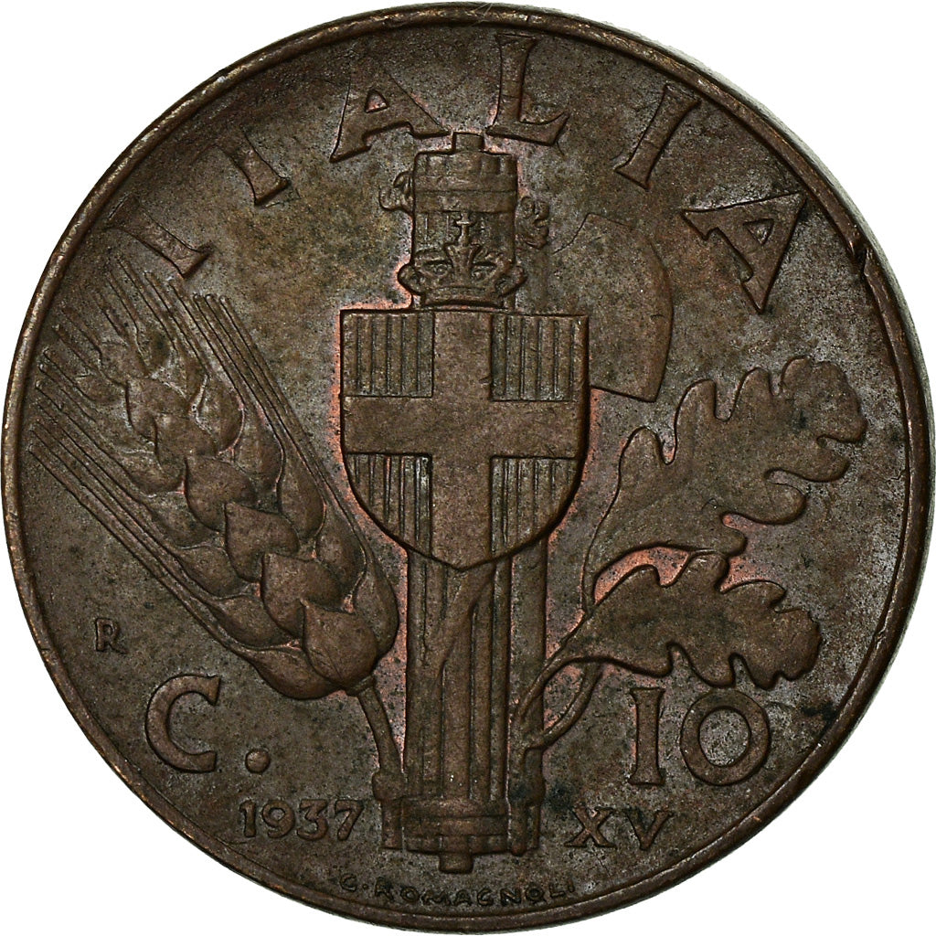 Coin, Italy, Vittorio Emanuele III, 10 Centesimi, 1937, Rome, EF(40-45), Copper