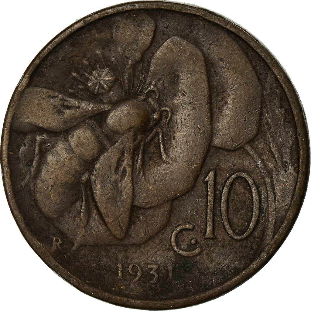 Monnaie, Italie, Vittorio Emanuele III, 10 Centesimi, 1931, Rome, TB+, Bronze