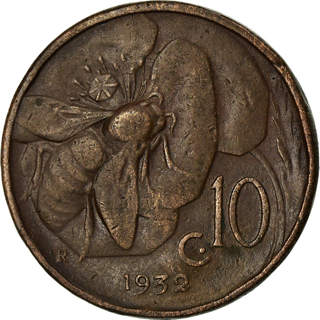 Monnaie, Italie, Vittorio Emanuele III, 10 Centesimi, 1932, Rome, TB, Bronze