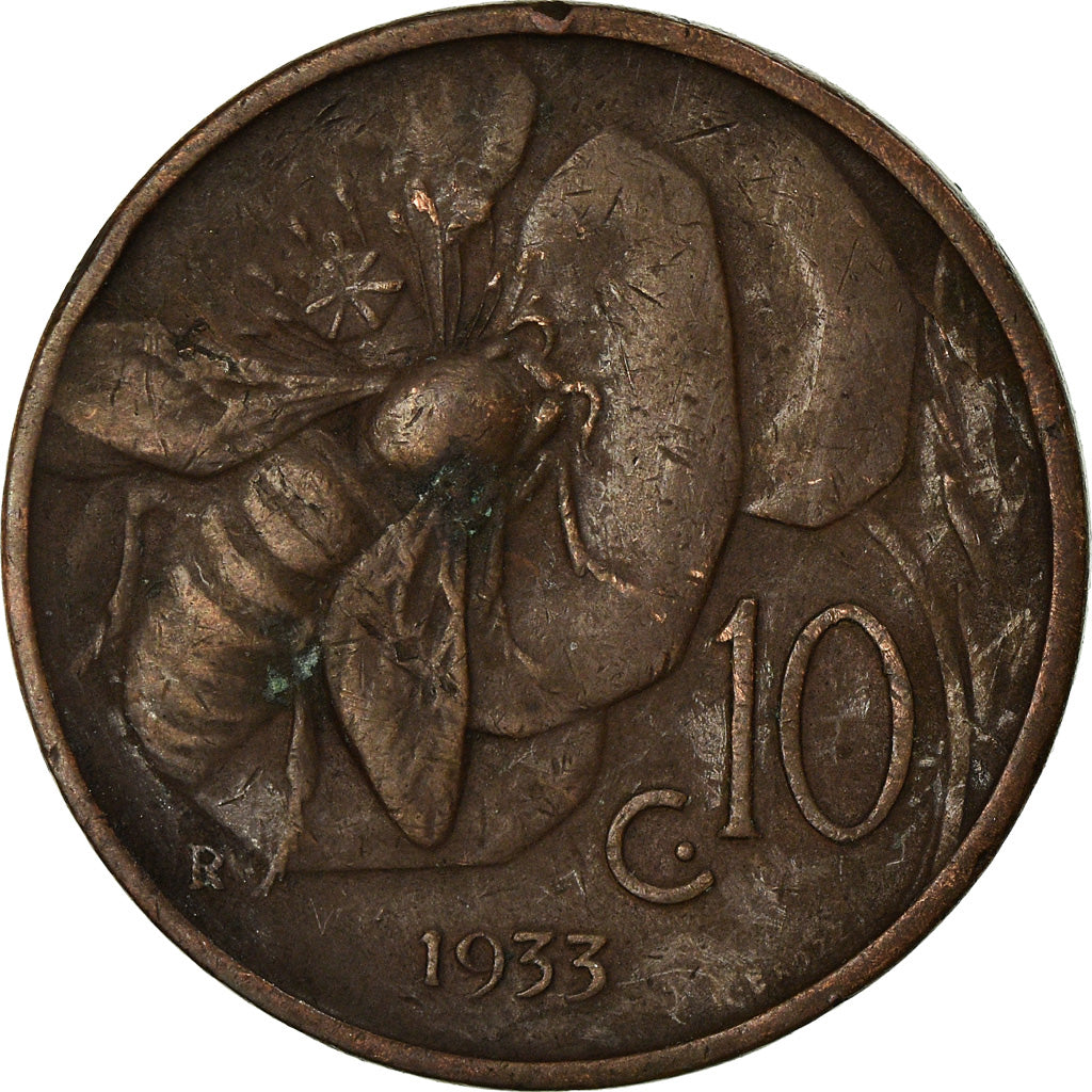 Coin, Italy, Vittorio Emanuele III, 10 Centesimi, 1933, Rome, EF(40-45), Bronze