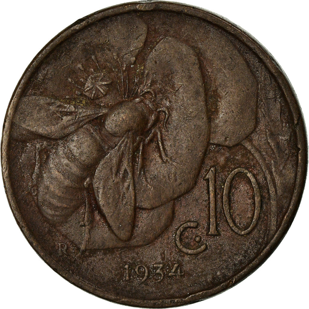 Coin, Italy, Vittorio Emanuele III, 10 Centesimi, 1934, Rome, EF(40-45), Bronze