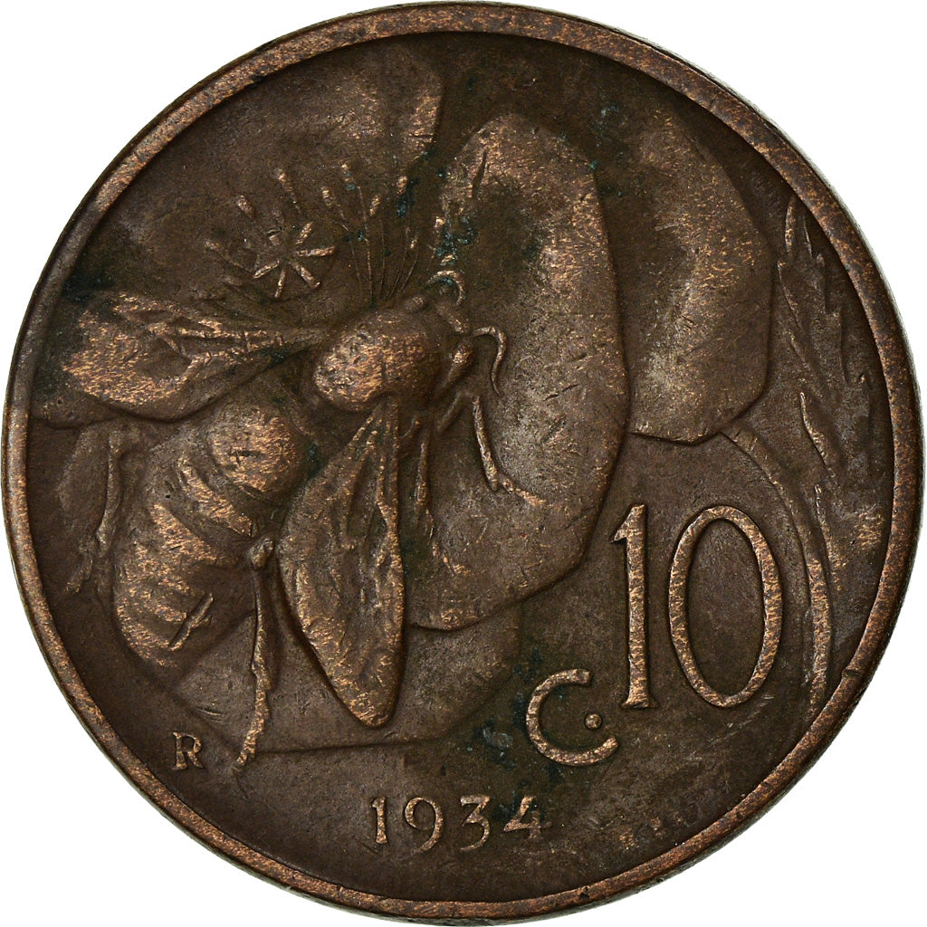 Münze, Italien, Vittorio Emanuele III, 10 Centesimi, 1934, Rome, SS, Bronze
