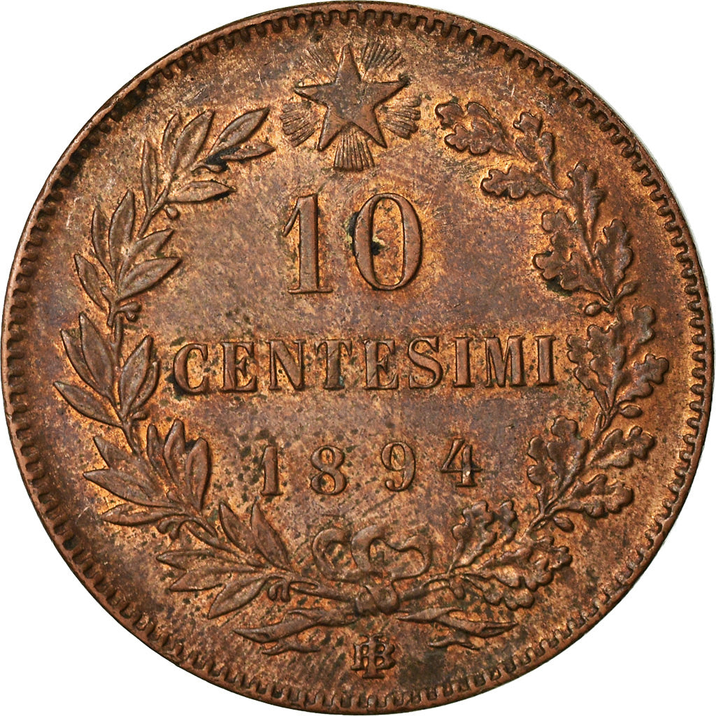 Coin, Italy, Umberto I, 10 Centesimi, 1894, Birmingham, AU(55-58), Copper