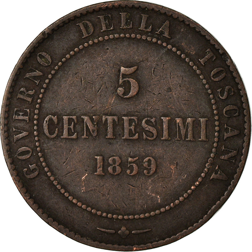 Coin, ITALIAN STATES, TUSCANY, Provisional Government, 5 Centesimi, 1859