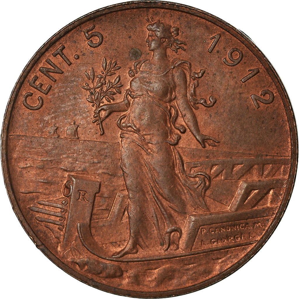 Coin, Italy, Vittorio Emanuele III, 5 Centesimi, 1912, Rome, MS(60-62), Bronze