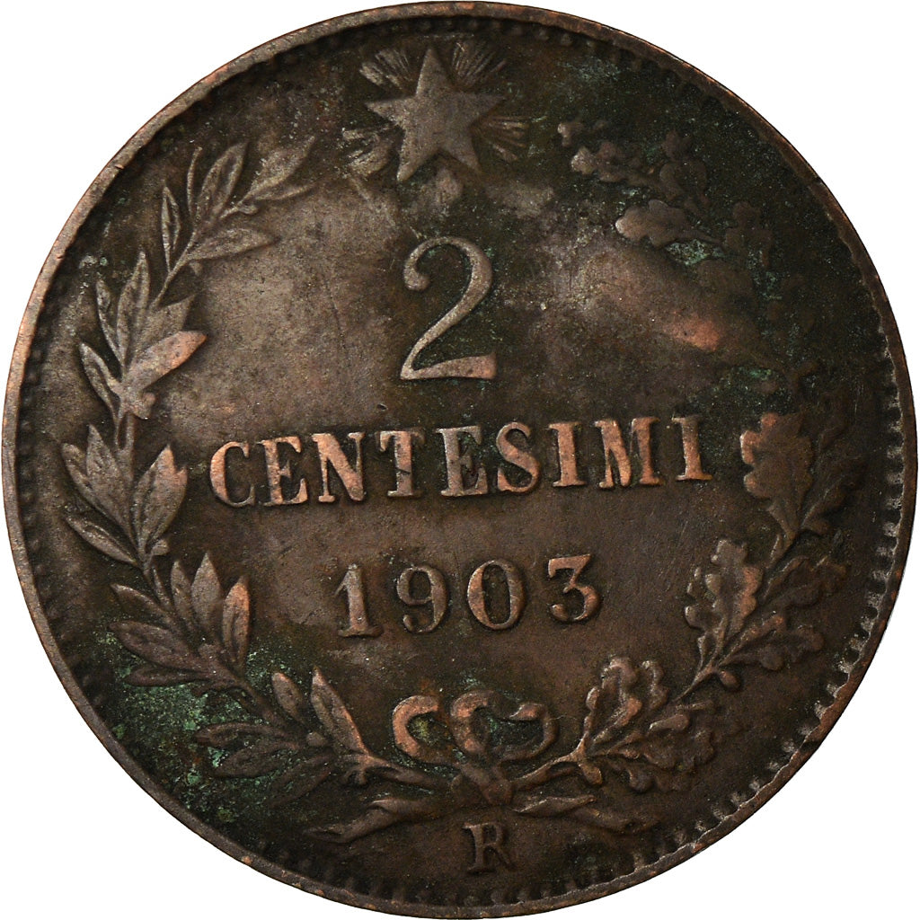 Moneta, Italia, Vittorio Emanuele III, 2 Centesimi, 1903, Rome, MB, Bronzo