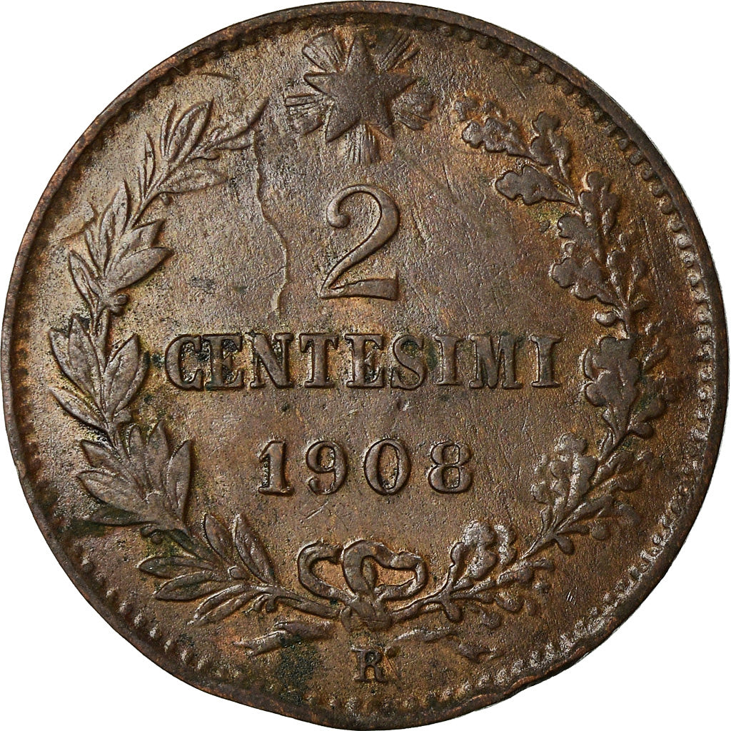 Coin, Italy, Vittorio Emanuele III, 2 Centesimi, 1908, Rome, EF(40-45), Bronze