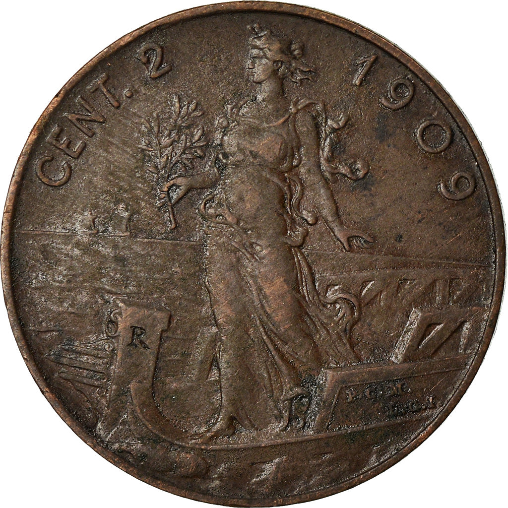 Coin, Italy, Vittorio Emanuele III, 2 Centesimi, 1909, Rome, EF(40-45), Bronze