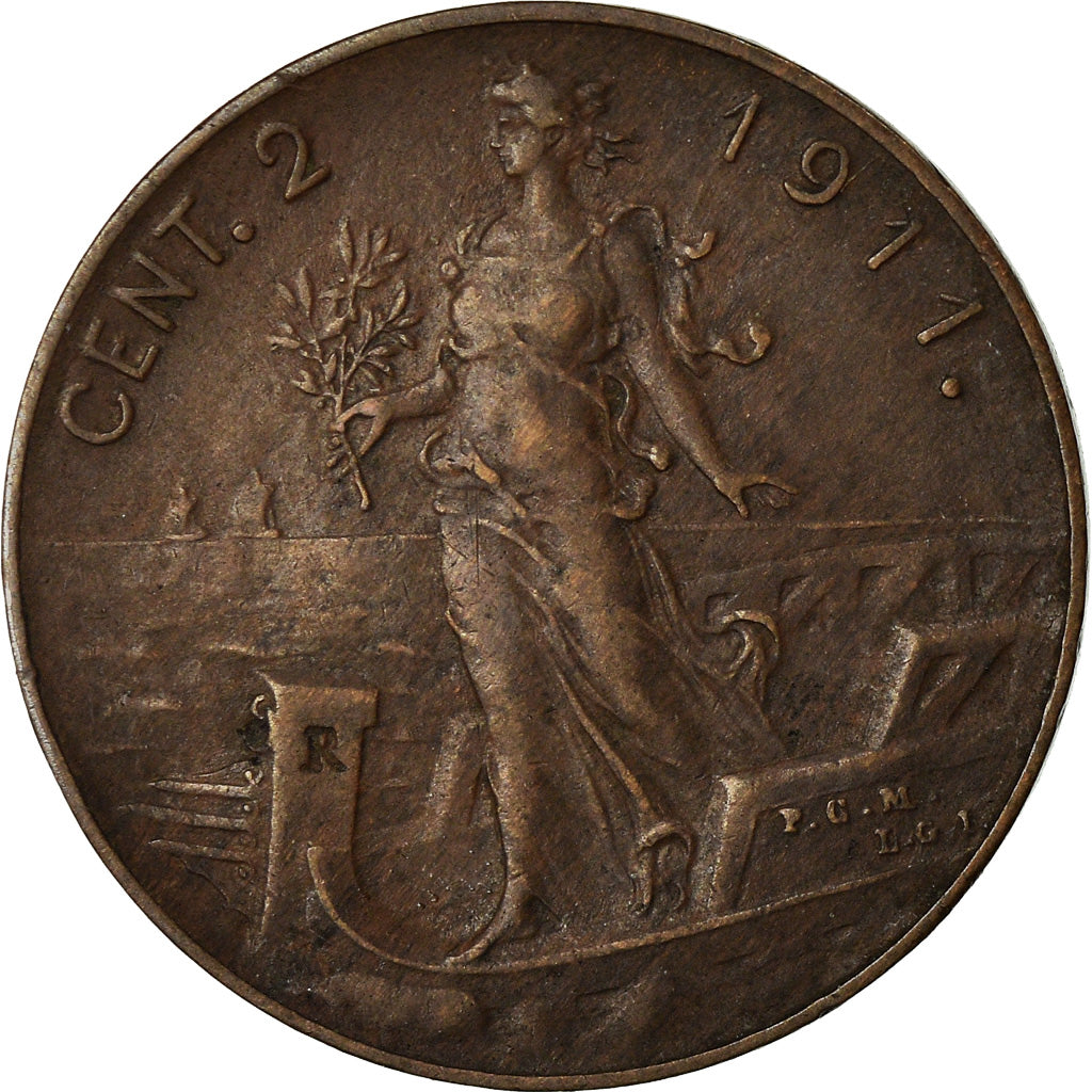 Coin, Italy, Vittorio Emanuele III, 2 Centesimi, 1911, Rome, EF(40-45), Bronze