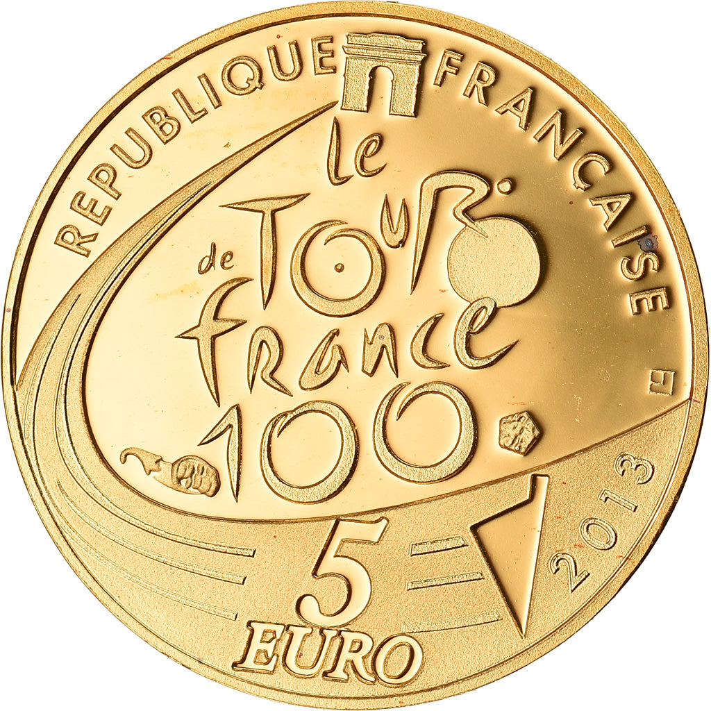 France, 5 Euros, Tour de France, 2013, Paris, BE, FDC, Or, Gadoury:EU 615