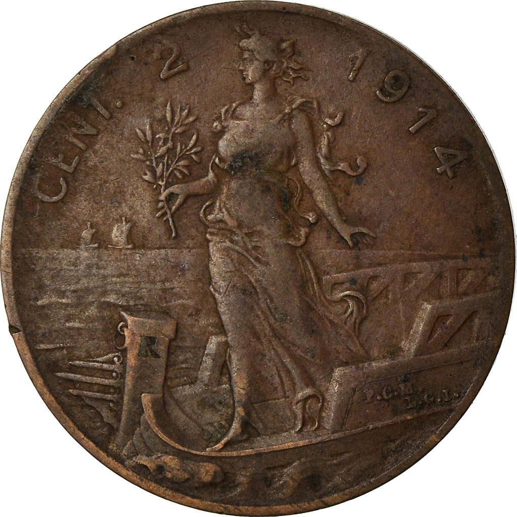 Coin, Italy, Vittorio Emanuele III, 2 Centesimi, 1914, Rome, EF(40-45), Bronze