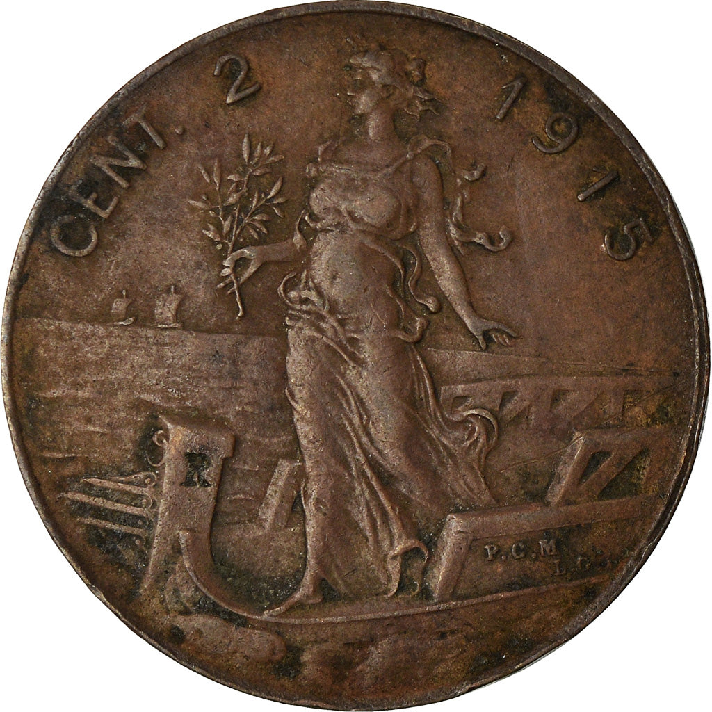 Coin, Italy, Vittorio Emanuele III, 2 Centesimi, 1915, Rome, VF(30-35), Bronze