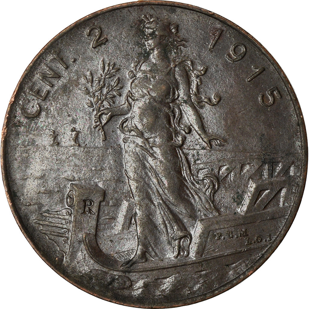 Coin, Italy, Vittorio Emanuele III, 2 Centesimi, 1915, Rome, EF(40-45), Bronze