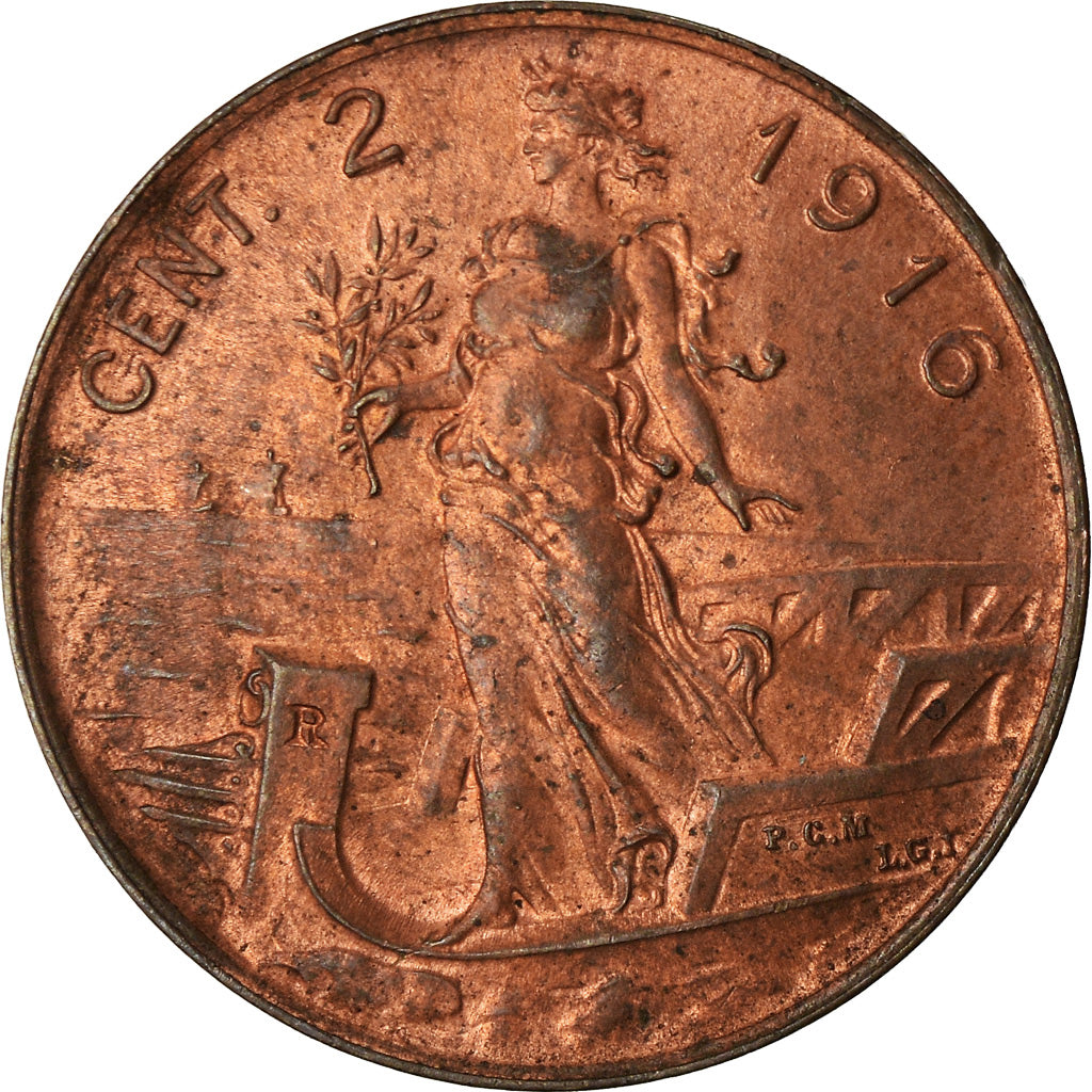 Coin, Italy, Vittorio Emanuele III, 2 Centesimi, 1916, Rome, AU(55-58), Bronze