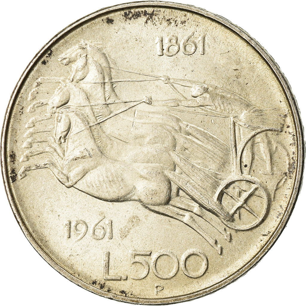 Coin, Italy, 500 Lire, 1961, Rome, AU(55-58), Silver, KM:99