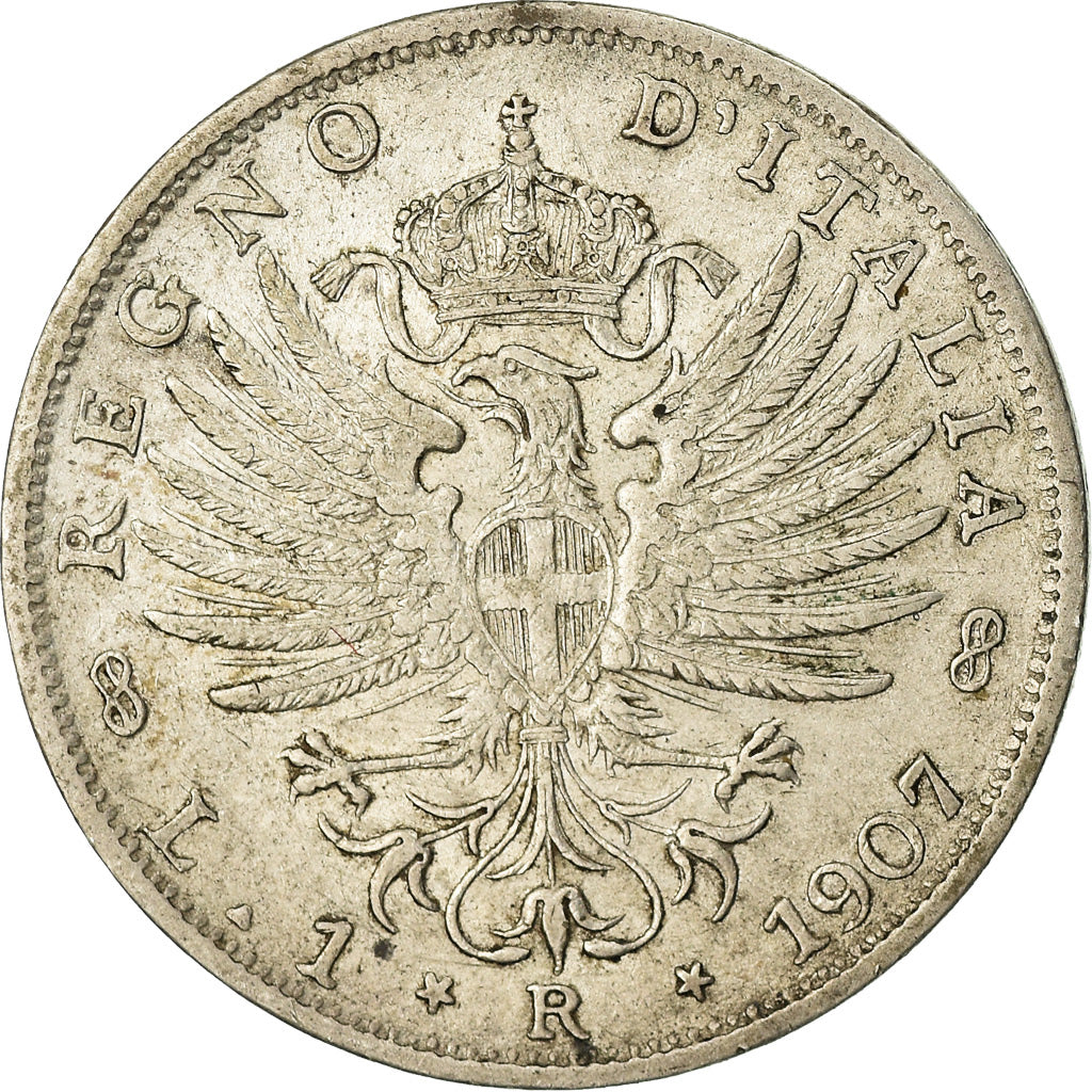Monnaie, Italie, Vittorio Emanuele III, Lira, 1907, Rome, TB+, Argent, KM:32