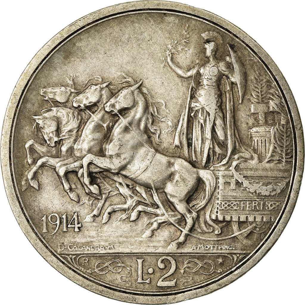Coin, Italy, Vittorio Emanuele III, 2 Lire, 1914, Rome, EF(40-45), Silver, KM:55