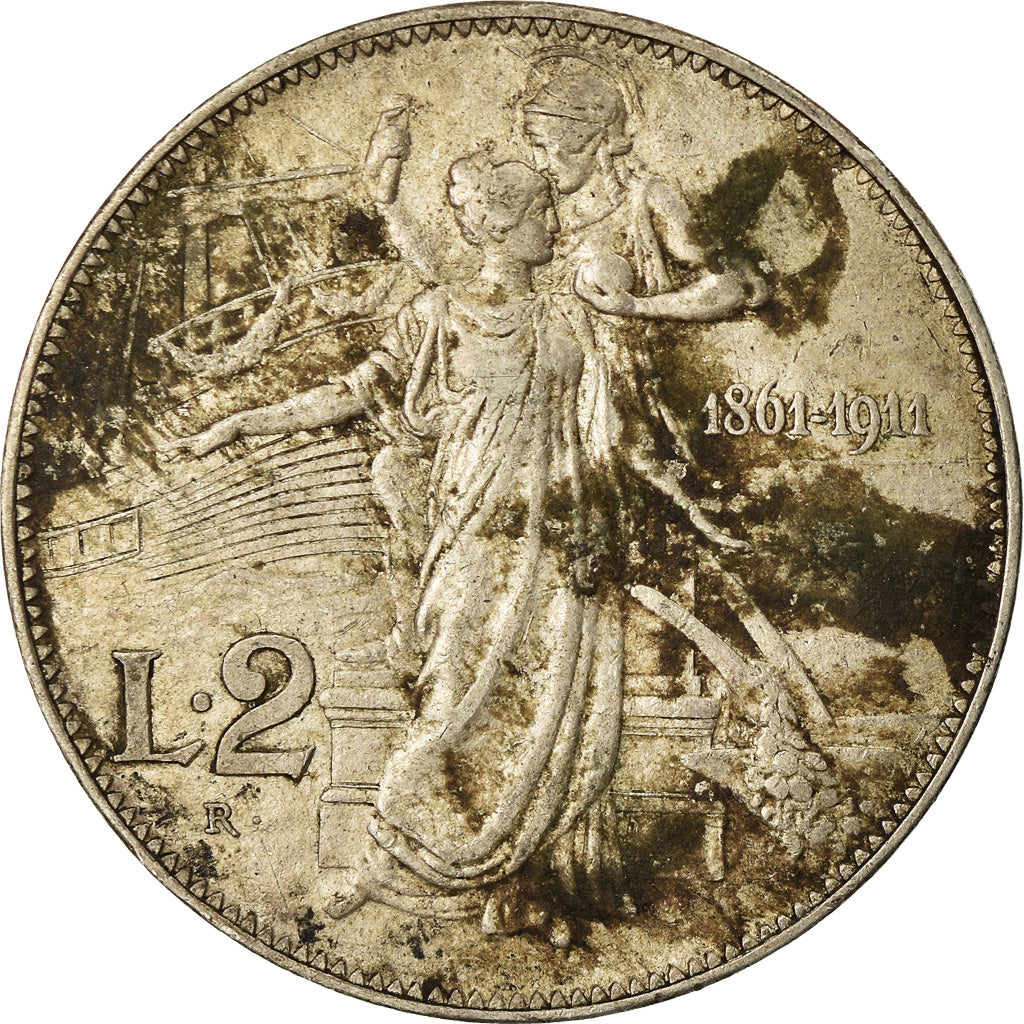 Monnaie, Italie, Vittorio Emanuele III, 2 Lire, 1911, Rome, TB+, Argent, KM:52
