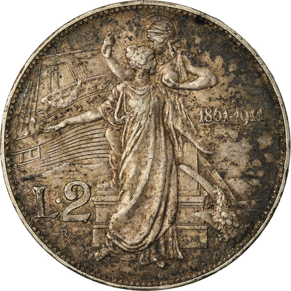 Moeda, Itália, Vittorio Emanuele III, 2 Lire, 1911, Rome, EF(40-45), Prata