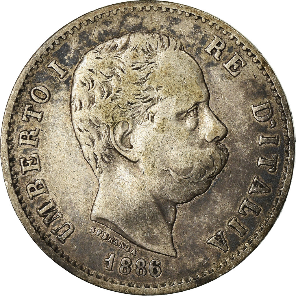 Coin, Italy, Umberto I, Lira, 1886, Rome, VF(20-25), Silver, KM:24.1
