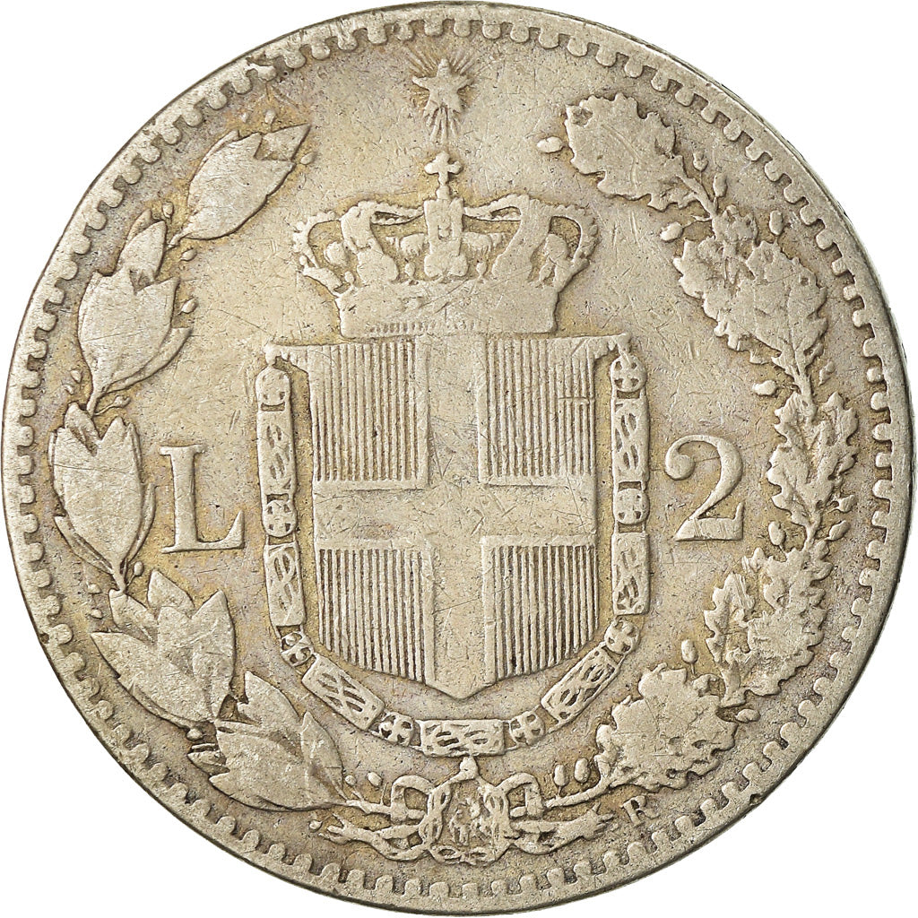 Coin, Italy, Umberto I, 2 Lire, 1887, Rome, VF(30-35), Silver, KM:23