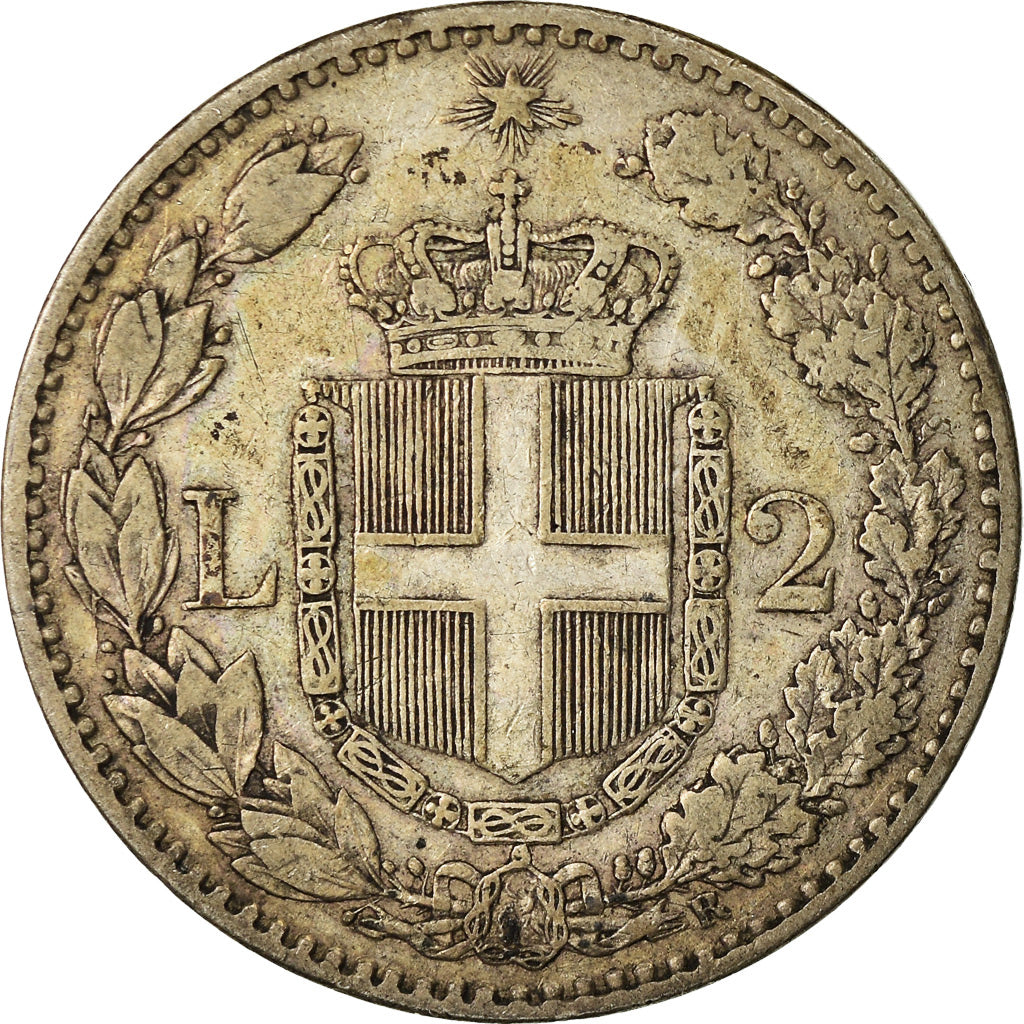 Coin, Italy, Umberto I, 2 Lire, 1884, Rome, VF(30-35), Silver, KM:23