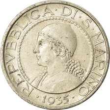 Coin, San Marino, 5 Lire, 1935, Rome, AU(55-58), Silver, KM:9