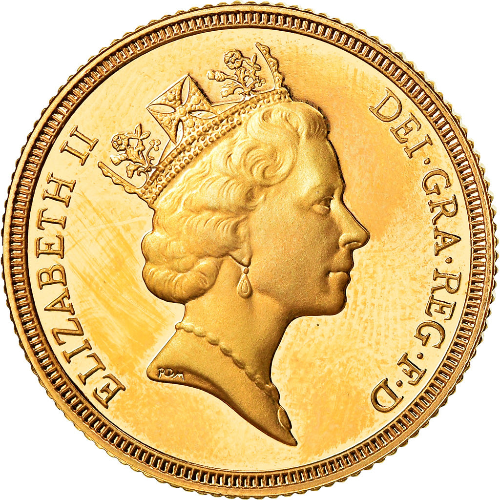 Coin, Great Britain, Elizabeth II, Sovereign, 1985, MS(65-70), Gold, KM:943