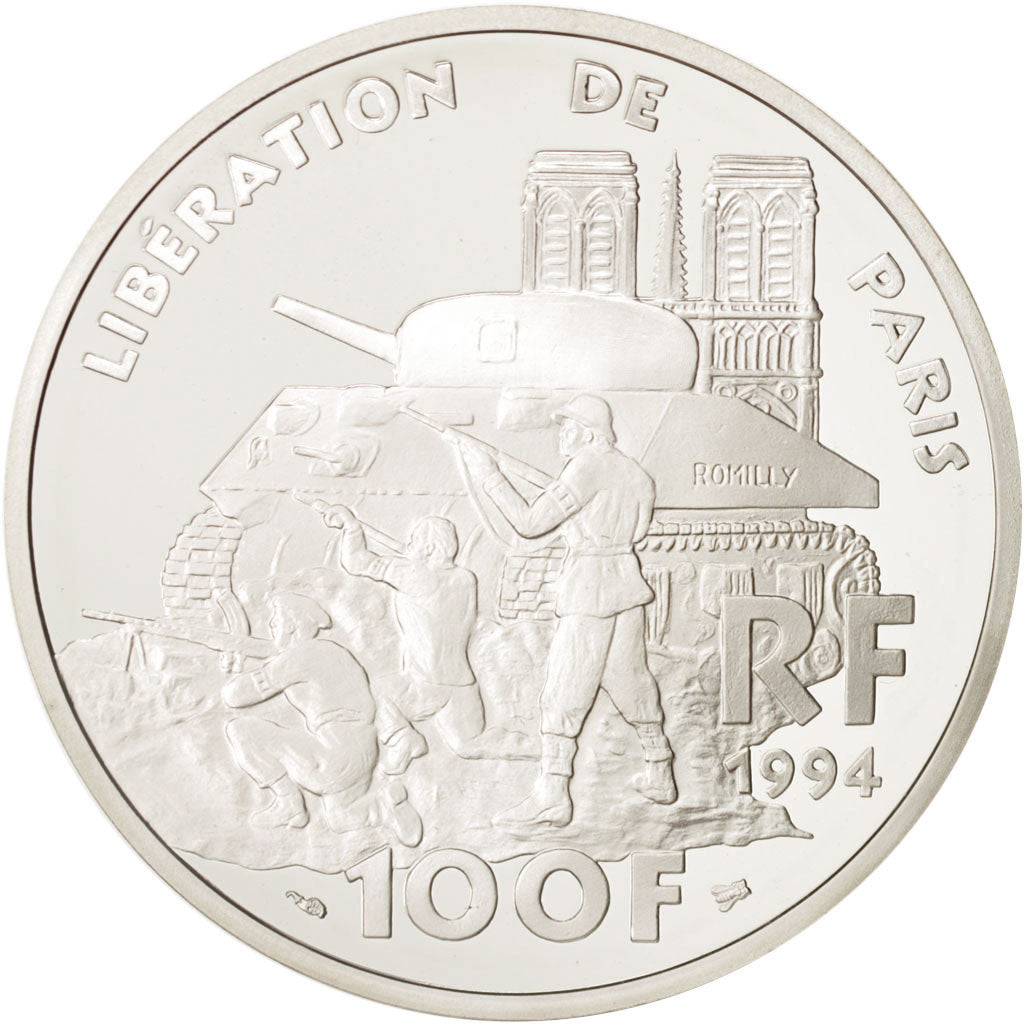 Münze, Frankreich, Libération de Paris, 100 Francs, 1994, STGL, Silber