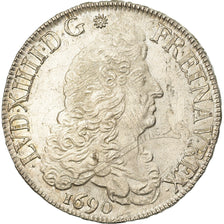 Coin, France, Louis XIV, Écu aux 8 L, Ecu, 1690, Rennes, MS(63), Silver