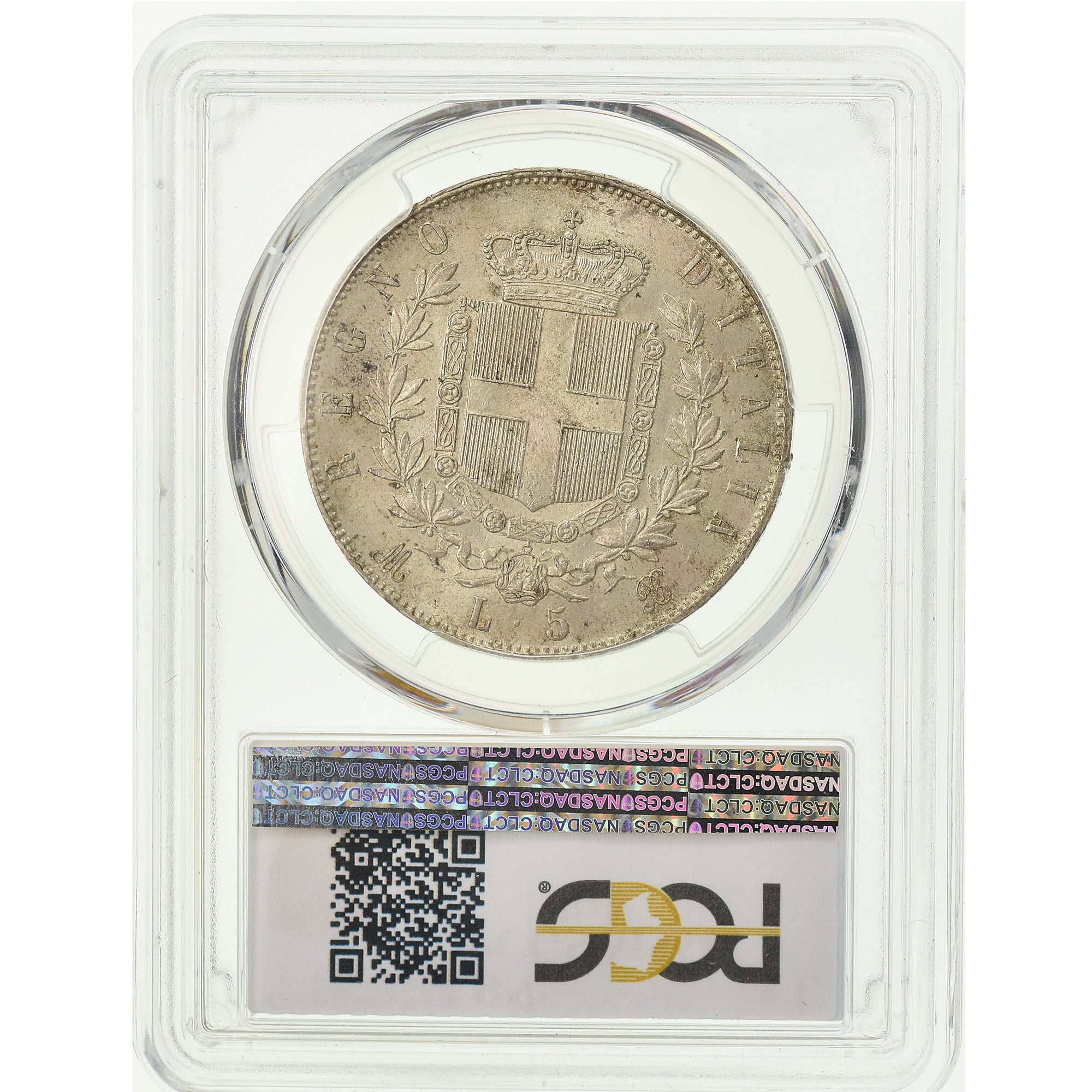 Coin, Italy, Vittorio Emanuele II, 5 Lire, 1874, Milan, PCGS, MS64, Silver
