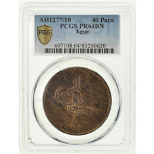 Coin, Egypt, Abdul Aziz, 40 Para, Qirsh, 1869, Misr, PCGS, PR64BN, Bronze