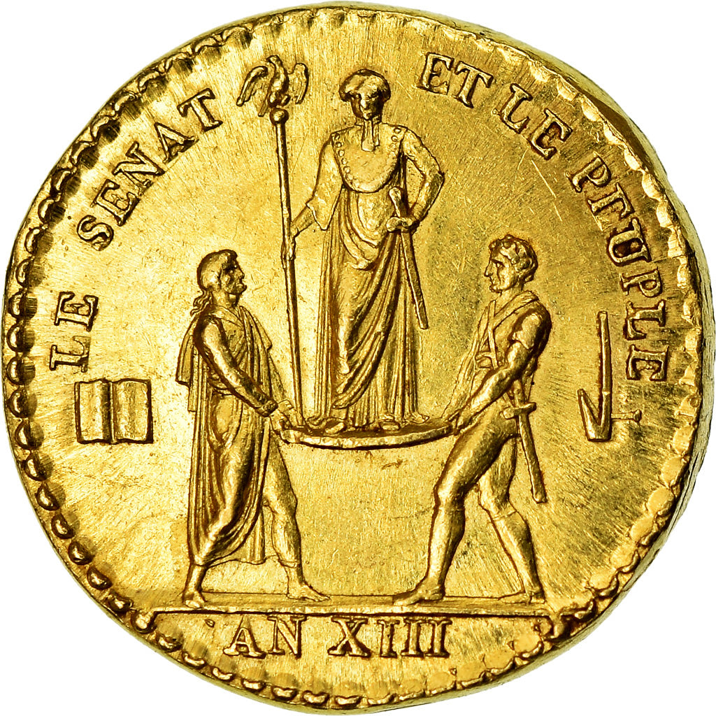 Francja, Quinaire, Napoleon I, Quinaire du sacre, Historia, 1804, MS(63), Złoto