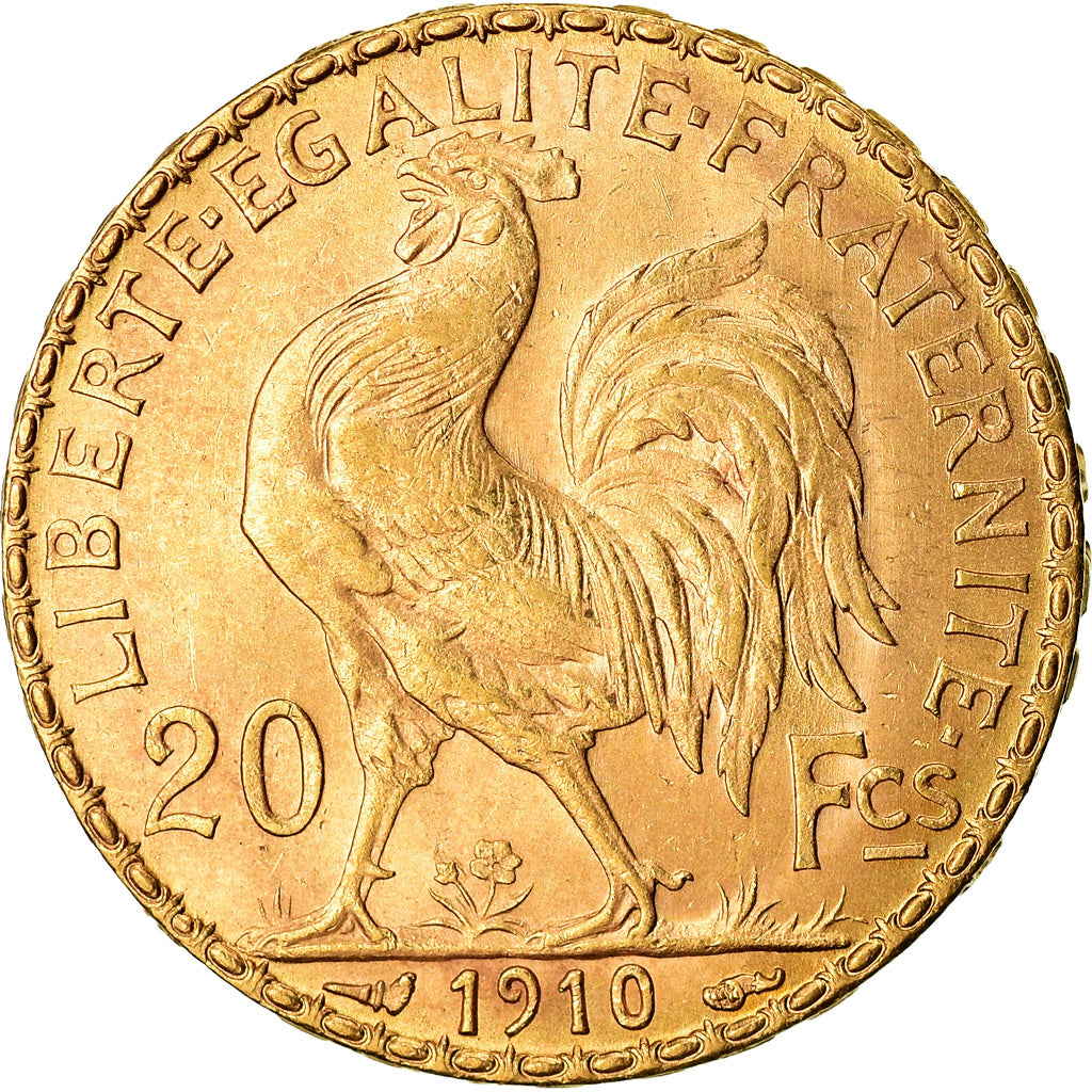 Moeda, França, Marianne, 20 Francs, 1910, MS(63), Dourado, KM:857