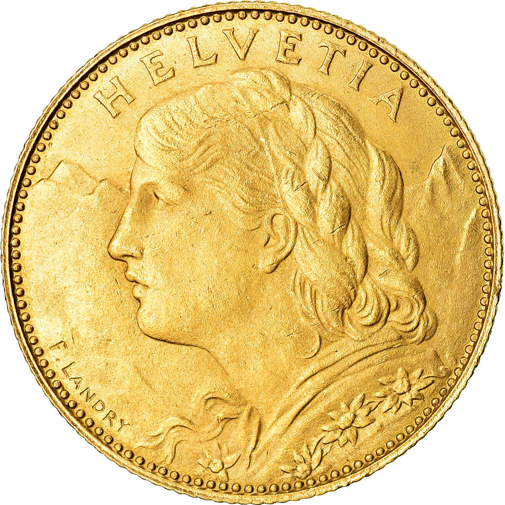 Coin, Switzerland, 10 Francs, 1922, Bern, MS(63), Gold, KM:36