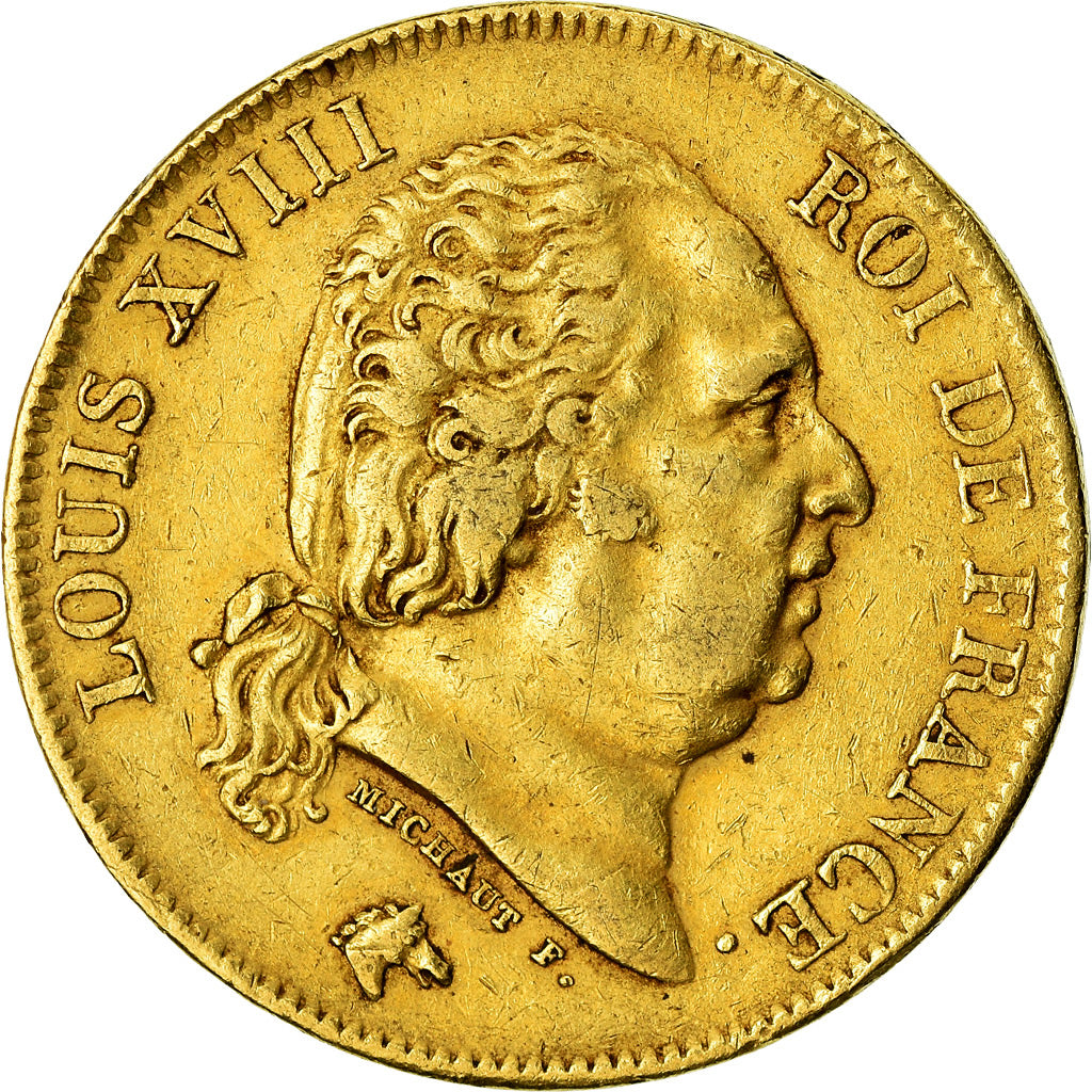 Moeda, França, Louis XVIII, Louis XVIII, 40 Francs, 1816, Perpignan, EF(40-45)